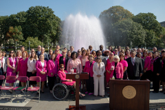 October 3, 2023: Senate Democrats join the PA Breast Cancer Coalition as they kickoff Breast Cancer Awareness Month by turning the State Capitol East Wing Fountain pink. The PA Breast Cancer Coalition celebrating its 30th anniversary this year.