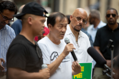 July 16, 2021: More than 20 experts and advocates turned out in the shadow of the Octavius Catto statue at City Hall to weigh in on how our community could put to work the federal relief funds in a way that would create a bigger, broader economy for everyone.