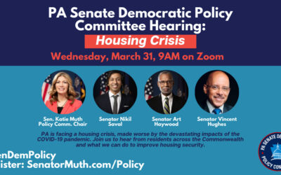 Los demócratas del Senado de Pensilvania celebrarán una audiencia sobre los efectos de la COVID-19 en la crisis de la vivienda de Pensilvania