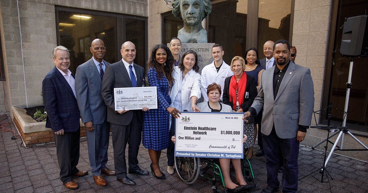 Sen. Tartaglione Presents $1 Million Mock Check to Leaders of Einstein Medical Center Philadelphia