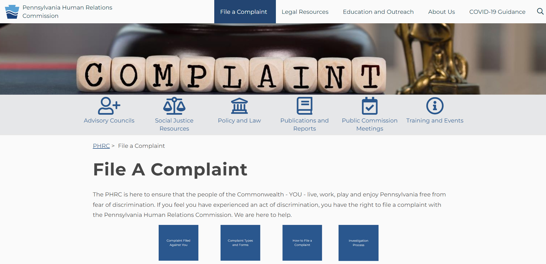 PHRC - ​File A Complaint