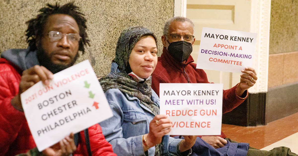 Sit-in with advocates outside of Mayor Kenney’s office