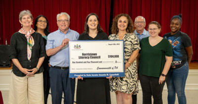 Senator Amanda M. Cappelletti presents a $104,000 state grant for a community literacy initiative awarded to the Literacy Council of Norristown in Norristown on August 16, 2023.