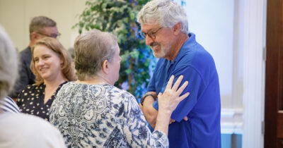 Senator Tim Kearney chats with a local senior at the 4th Annual Senior Expo event at the Drexelbrook on Thursday.