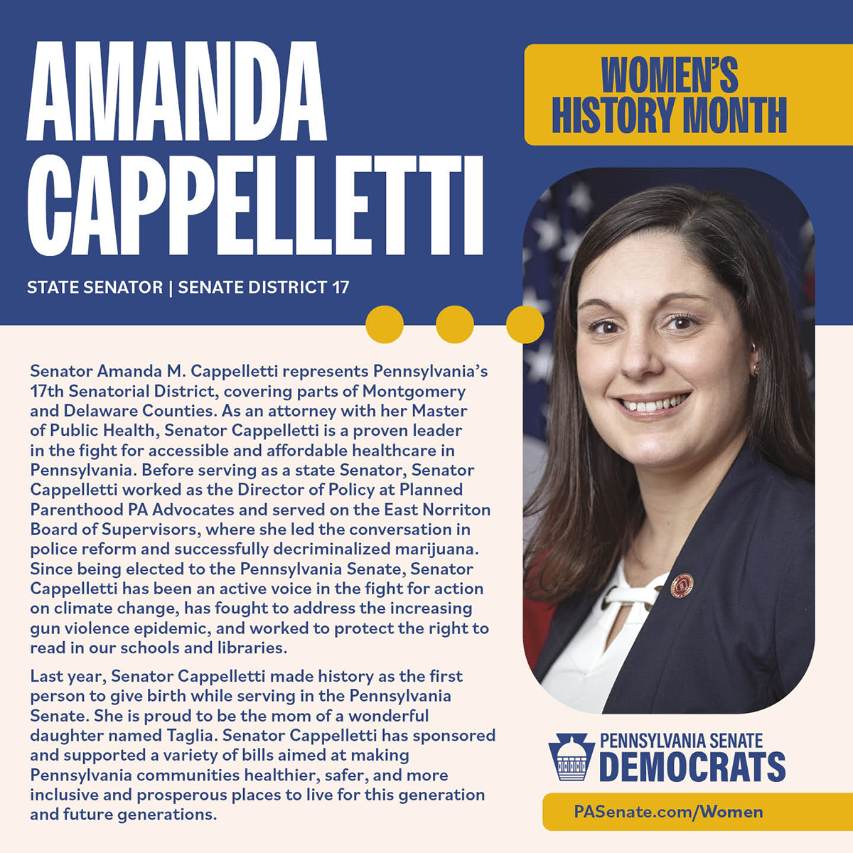 Mes de la Historia de la Mujer - Senadora Amanda Cappelletti