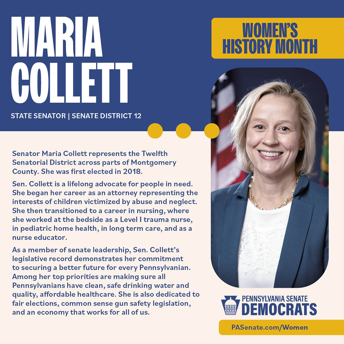 Mes de la Historia de la Mujer - Senadora Maria Collett