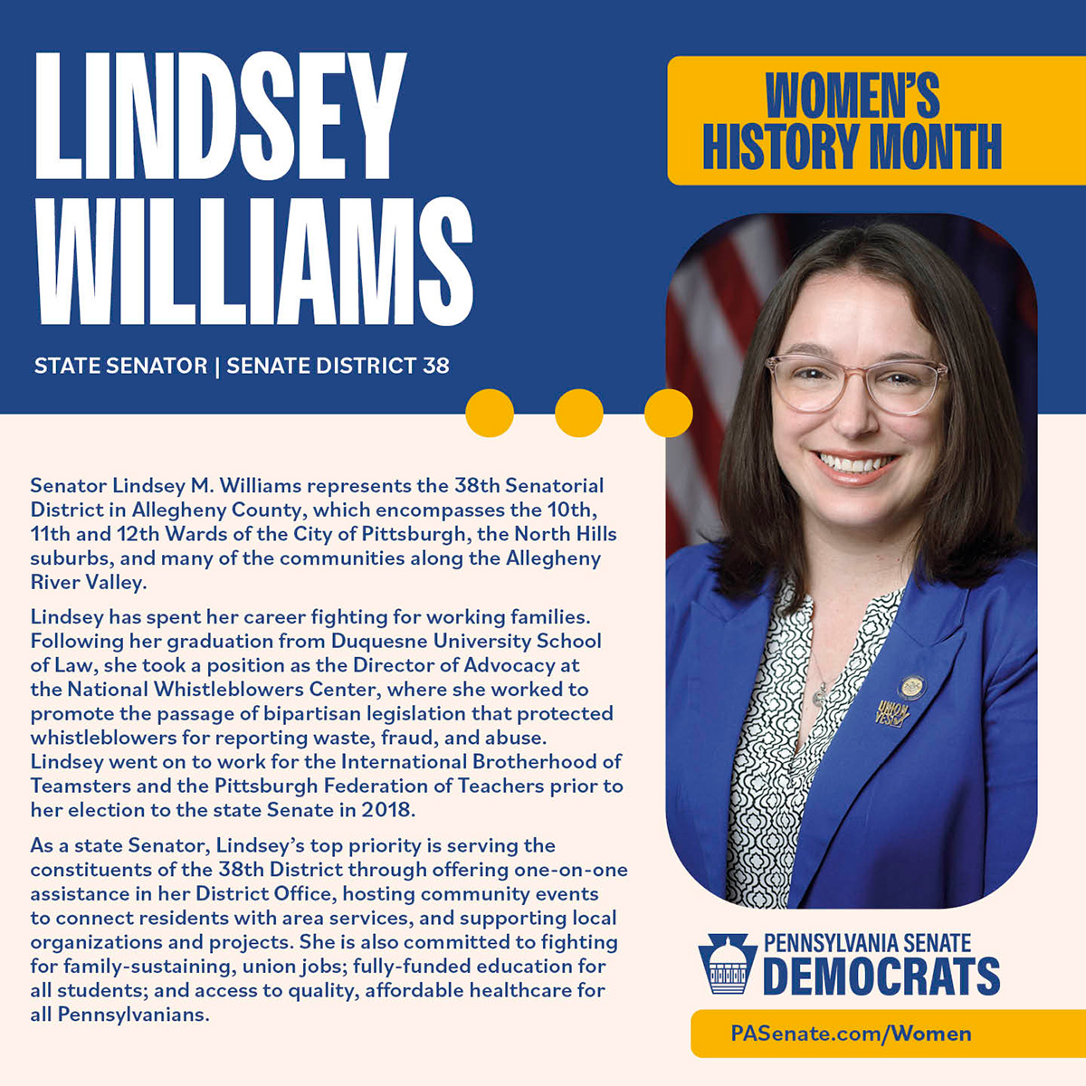 Mes de la Historia de la Mujer - Senadora Lindsey Williams