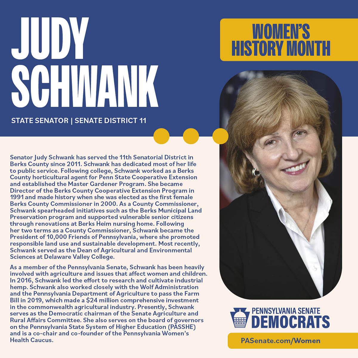 Mes de la Historia de la Mujer - Senadora Judy Schwank