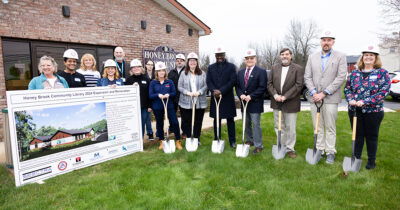 Honey Brook Community Library hosted a groundbreaking ceremony for their expansion project that is expected to begin construction this week. (Pictured from Left to Right: Karen Gorgonzola,Sergio Cabral, Colleen Barndt, Pachy Banks-Cabral, Joe Sherwood, Nancy Johnson, Alyson Leisey, State Senator Katie Muth, Sal DiGiacomo, Jennifer Spade, State Rep. Dan Williams, Rocky Avvento, Kip Fedetz, Tim Keenan, and Stacie Popp-Young)