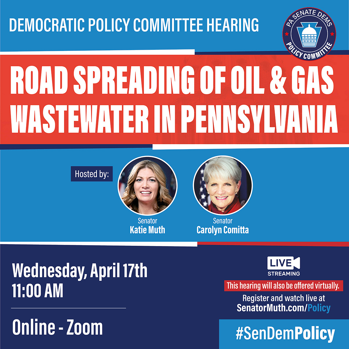 Policy Hearing - Road Spreading of Oil & Gas Wastewater in Pennsylvania
