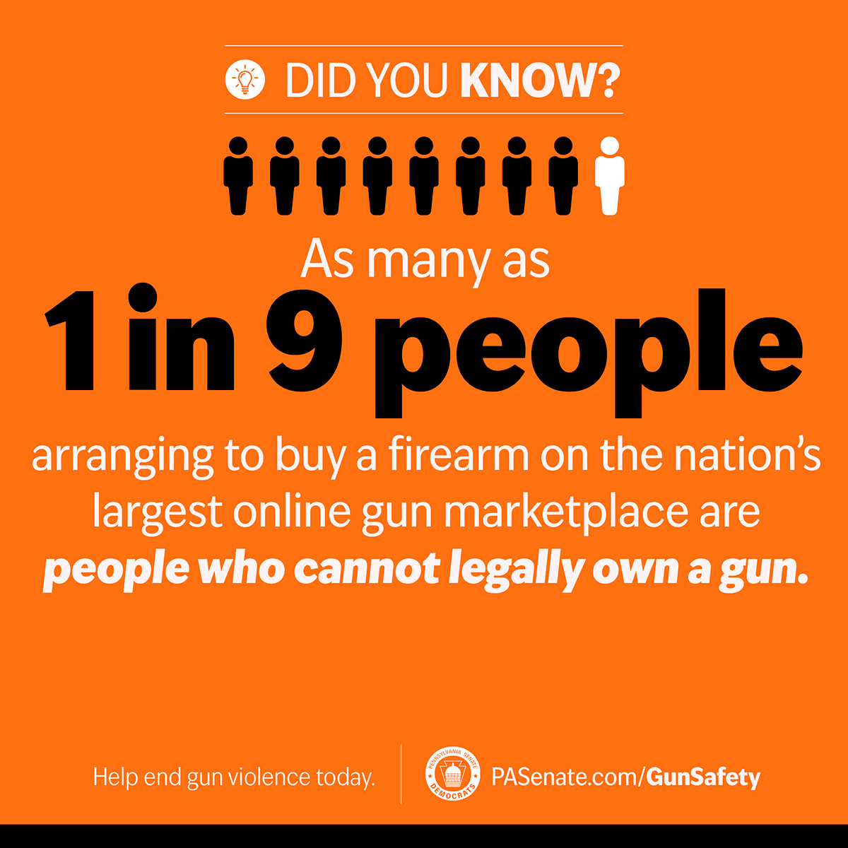 Did you know? As many as 1 in 9 arranging to buy a firearm on the nation's largest online gun marketplace are people who cannot legally own a gun.