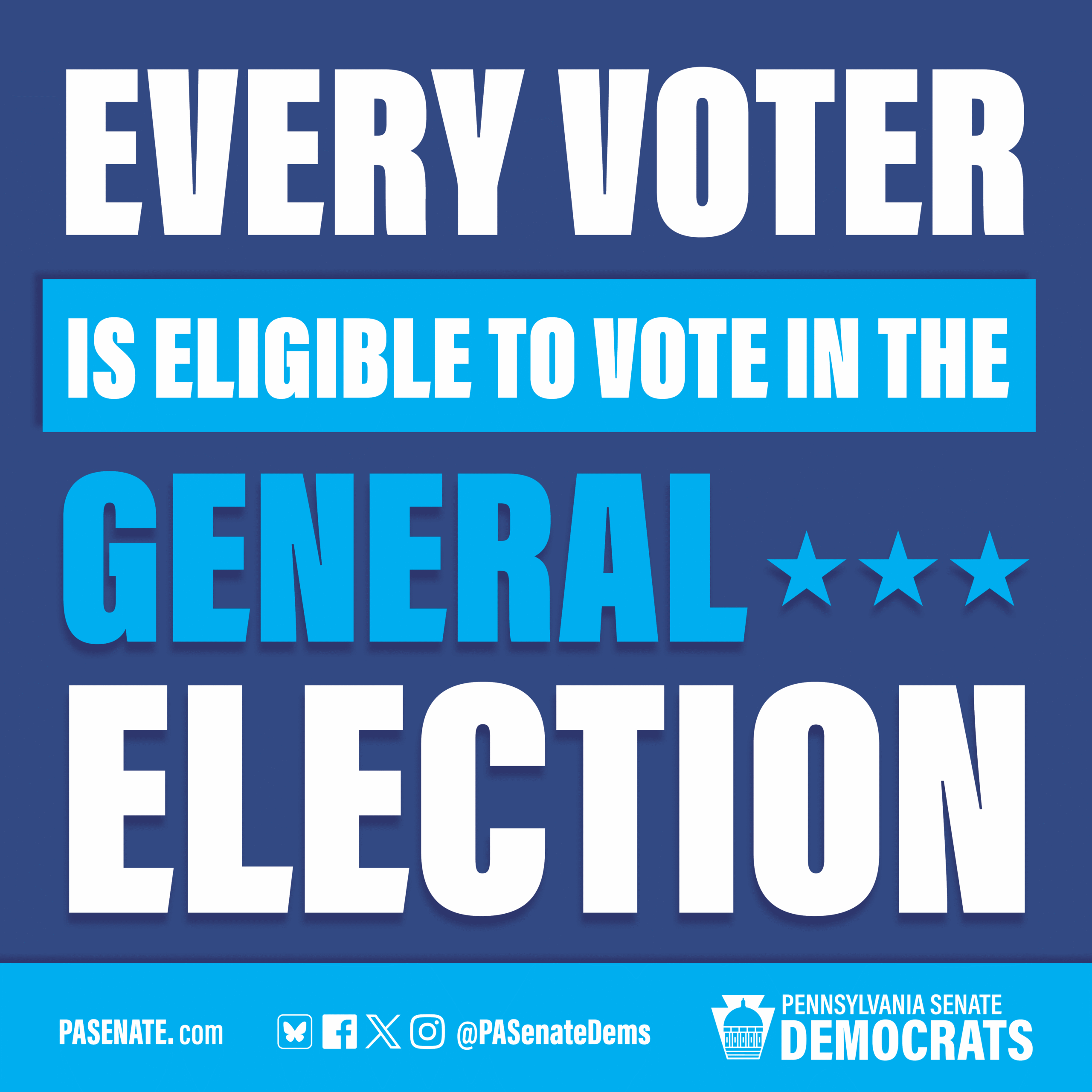 Every Voter is eligible to vote in the general election. Every Voter is eligible to vote in the general election.