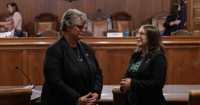 Education Secretary Carrie Rowe and Senator Lindsey Williams