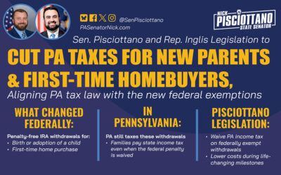 Senator Pisciottano, Representative Inglis Plan Legislation to Cut Pennsylvania Taxes for New Parents and First-time Homebuyers