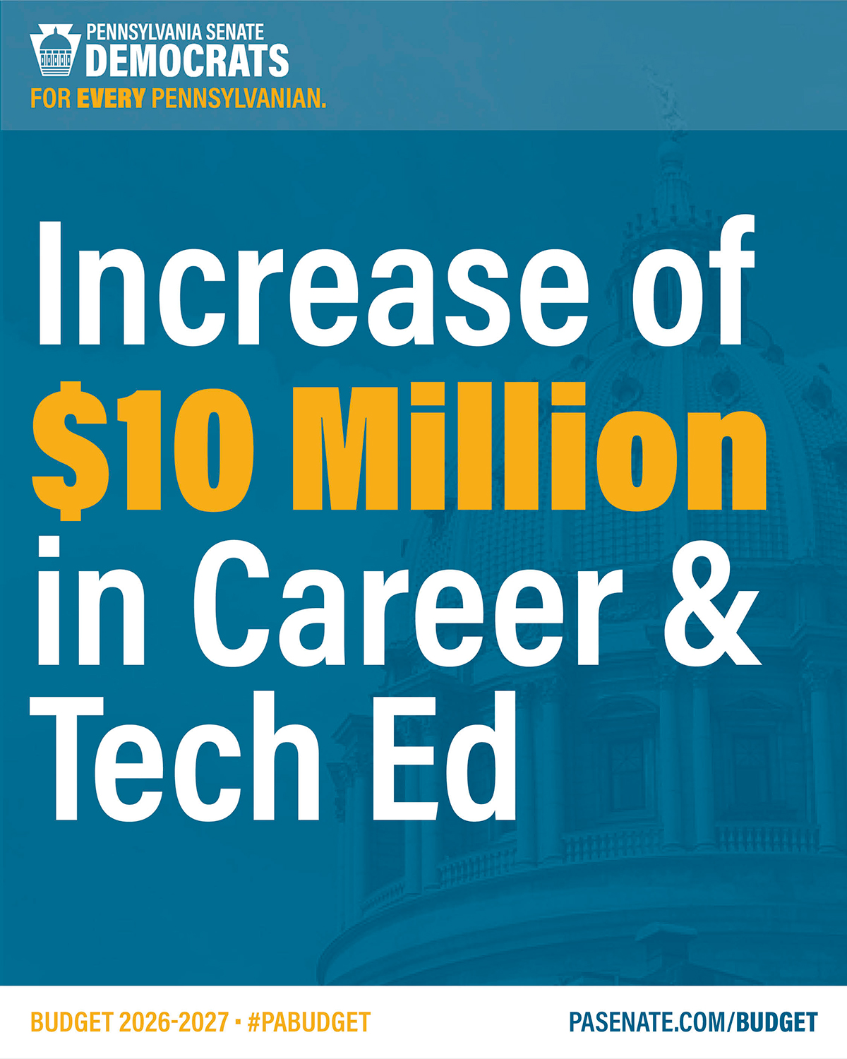 Increase of $10 Million in Career & Tech Ed Increase of $10 Million in Career & Tech Ed
