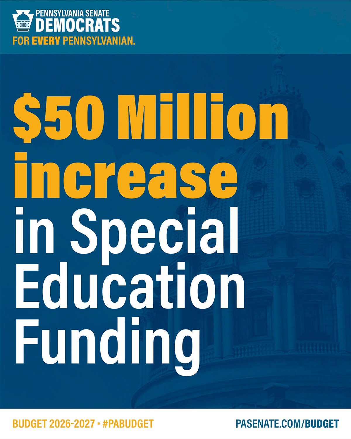 $50 Million increase in Special Education Funding $50 Million increase in Special Education Funding