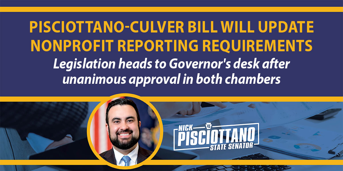 Pisciottano-Culver Bill Will Update Nonprofit Reporting Requirements